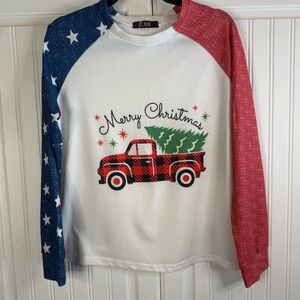 🎄 CBR “Merry Christmas” Raglan Long Sleeve Tee – XL (Fits Like L)